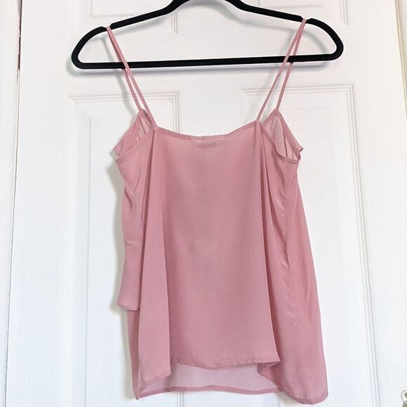 Tucker Assymetical Ruffle Tank Top Parisian Pink in Crepe de Chine Silk Blouse - Picture 5 of 6